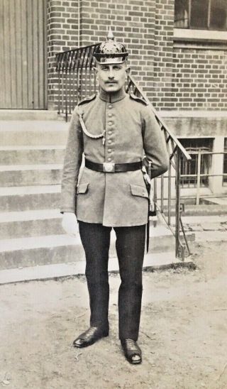 - Rppc Ww1 German Officer W/ Bayonet,  Pickelhaube Photo Postcard
