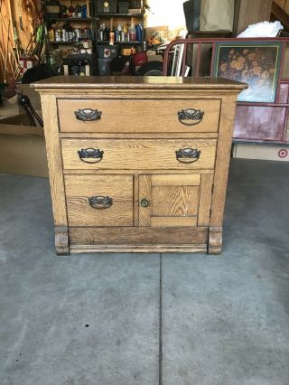 Antique Oak Washstand Dresser