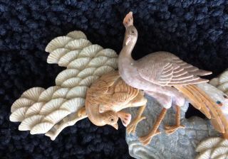 Chinese Carved Soapstone Carving of Peacocks and other birds - Vintage 2