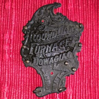 Antique Round Oak Furnace Cast Iron Check Draft Dowagiag,  Michigan