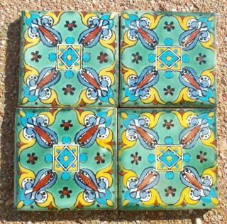 20 Talavera Mexican Pottery Tile 2 " Classic Traditional Fiesta Verde Green Red