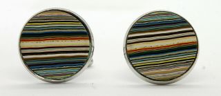 Fordite Cuff Links - Silver Base/20mm Round - Priced Per Pair (20s1 - 008)