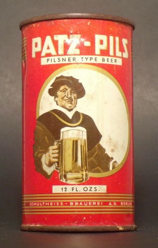 2nd Price Drop Vintage Patz - Pils Narrow Seam Flat Top Beer Can From Germany