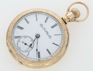 Elgin Pocket Watch 14k Gold Filled 18 Size Grade 74 C.  1894 Serviced