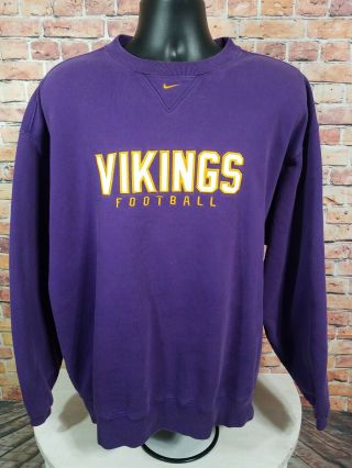 Vintage Nike Minnesota Vikings Nfl Football Sweatshirt Mens Size Large Purple