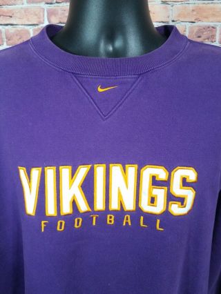 Vintage Nike Minnesota Vikings NFL Football Sweatshirt Mens Size Large Purple 3