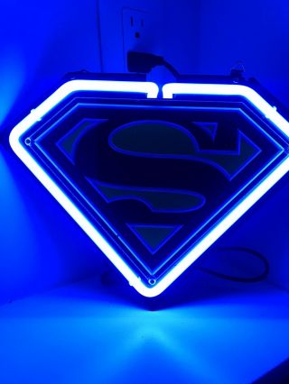 Superman 3d Neon Sign Beer Bar Gift 11 " X9 " Light Lamp Bedroom Glass
