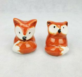 Fox Salt Pepper Shakers Set Ceramic Foxes