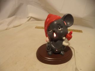 Vintage Ceramic Mouse With Candle Night Light Novelty Lamp 6 " Tall