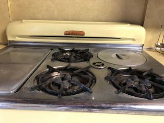 Vintage Chambers Yellow Gas Stove.  All parts.  In order. 3