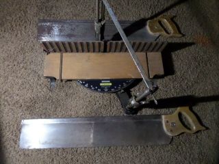 Antique Miter Box By Stanley With 2 Saws