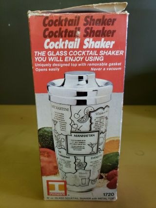 Vintage Irvinware Cocktail Shaker Drink Mixer W/ Recipes On Shaker.  Box