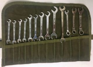 Vintage Us Military American Kal Roll Tool Set Ignition Wrenches Roll - Up Pouch