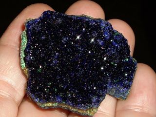 Exquisite Sparkling Deep Blue Azurite Cluster With Minor Malachite 32.  1g