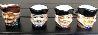 Vintage Set (4) Figural Ceramic Miniature Toby Face Mugs Cups Japan