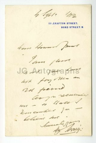 Henry Irving - Victorian Era English Stage Actor - Signed Letter (als)