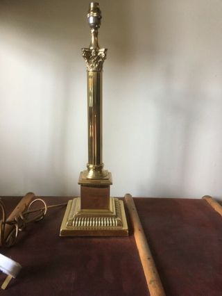 Vintage Large Brass Corinthian Column Lamp Base Well