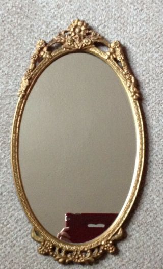 Antique Gilted Metal Wall Mirror,  Made In England,