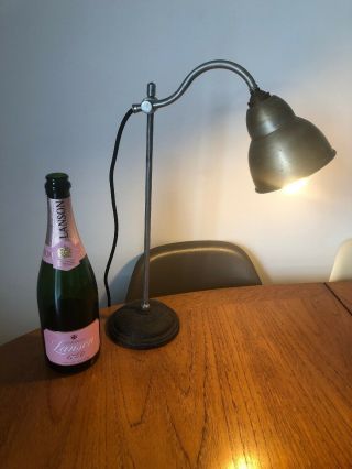 Vintage French Metal Desk Table Lamp 1920s Slightly Industrial