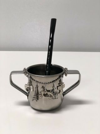 Argentina Mate Gourd Yerba Tea Cup Metal With Travel Theme Charms