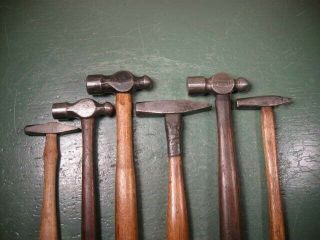 Old Vintage Tools Small Hammers Group Ball Pein Machining Mechanics