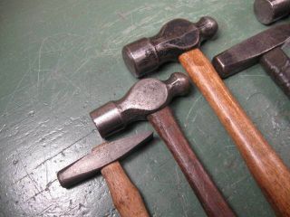 OLD VINTAGE TOOLS SMALL HAMMERS GROUP BALL PEIN MACHINING MECHANICS 2