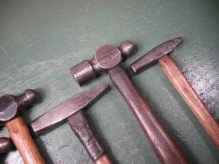 OLD VINTAGE TOOLS SMALL HAMMERS GROUP BALL PEIN MACHINING MECHANICS 3