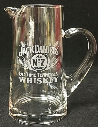 Rare Vintage Jack Daniels Old No.  7 Whiskey Clear Glass Jug Bar Water Pitcher
