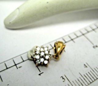 Elegant And Tiny Vintage 14k Yellow Gold Diamond Cluster Pendant.  8gr