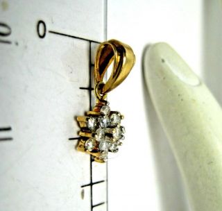 Elegant and Tiny Vintage 14K Yellow Gold Diamond Cluster Pendant.  8gr 2