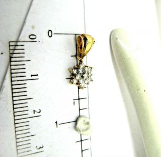 Elegant and Tiny Vintage 14K Yellow Gold Diamond Cluster Pendant.  8gr 3