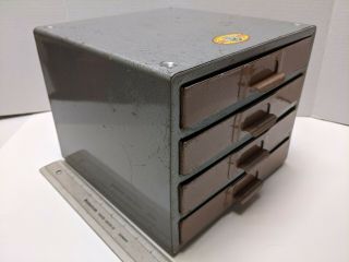 Vtg Simonsen 4 Drawer Storage Metal Cabinet Industrial Tools Parts Bin Chest 10 "