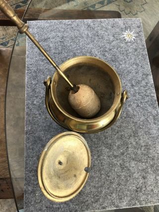 Antique Brass Fireplace Hearth Bucket And Nantucket Fire Starter