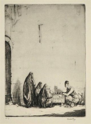 Charles Cain Pencil Signed Drypoint Etching The Letter Writer C.  1925