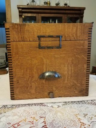 Antique/vintage Oak Wood Chest Top Opening Single File Cabinet.