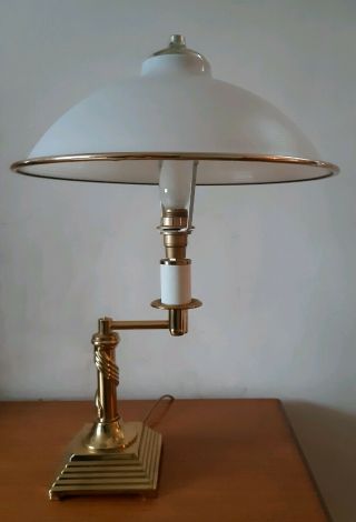 Vintage Mid Century Brass Swing Arm Table Desk Lamp