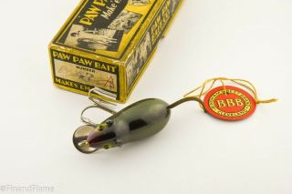 Vintage Paw Paw Slick Mouse Antique Lure in Yellow & Black Box with Hangtag 3