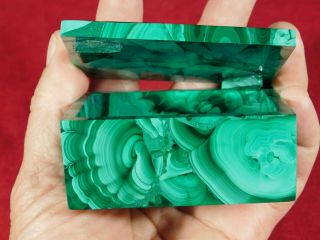 A Removable Top On This Deep Green Colored Malachite Box From The Congo 301gr