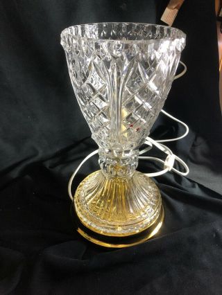 Vintage Clear Cut Crystal and Brass Bed Side Lamp 3