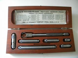 Vintage Starrett Inside Micrometer Set 823a Wood Case