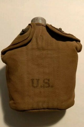 Antique World War 1 Set Of Canteen And Case Marked U.  S.  1918 Tjwbm Co.