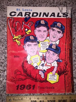 Vintage 1961 St Louis Cardinals Yearbook Stan Musial Program Busch Stadium Ad