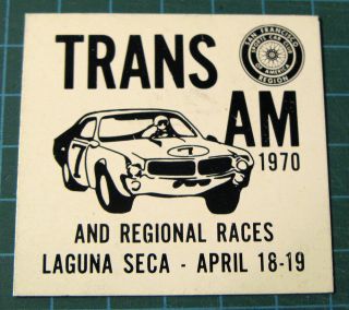 Scca Dash Plaque Trans Am 1970 Laguna Seca And Regional Races - Vintage