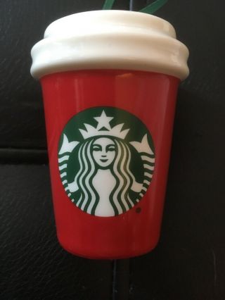 Starbucks Red Cup Jersey Logo Mini Travel Mug Christmas Ornament 2.  5 " Tall