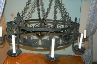 Vintage Spanish Revival Gothic Wrought Iron Chandelier 14 Light