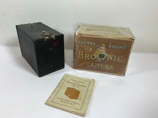 Vintage Antique Kodak Brownie No.  2 Box Camera With Paper Box A7