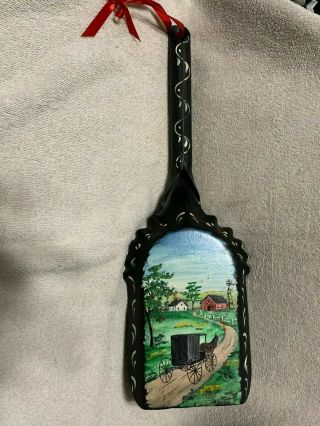 Antique Black Coal Shovel " Amish Country " Decorative Shovel Hand - Painted.  Look