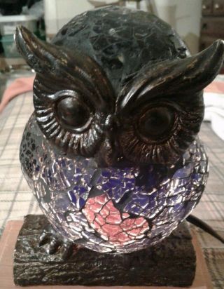 Lighted Owl,  Night Light,  Decor,  Mosaic Stained Glass