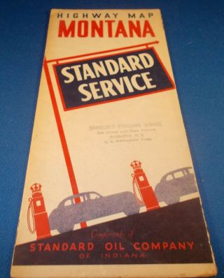 Vintage 1930s Standard Service Oil Road Map Of Montana