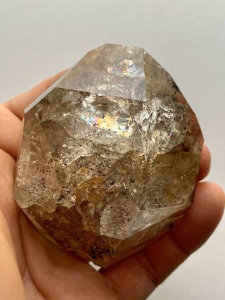78mm Herkimer Diamond Quartz Crystal Golden Healer,  Rainbows,  Hydrocarbon